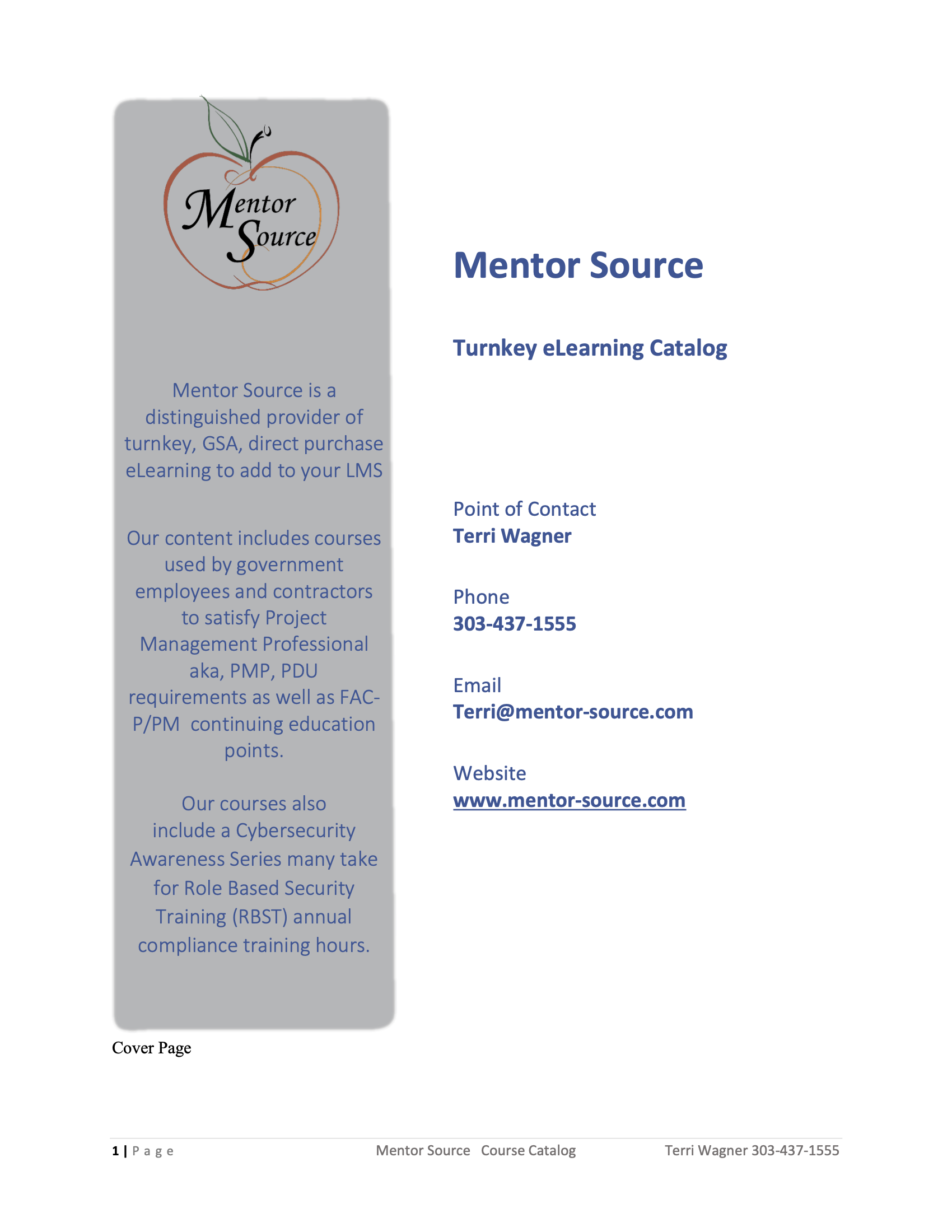 Mentor Source Course Catalog